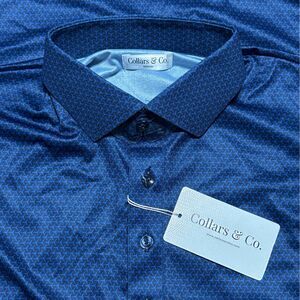 Collars & Co Mens Medium Turbo GT Navy Performance Polo NWT